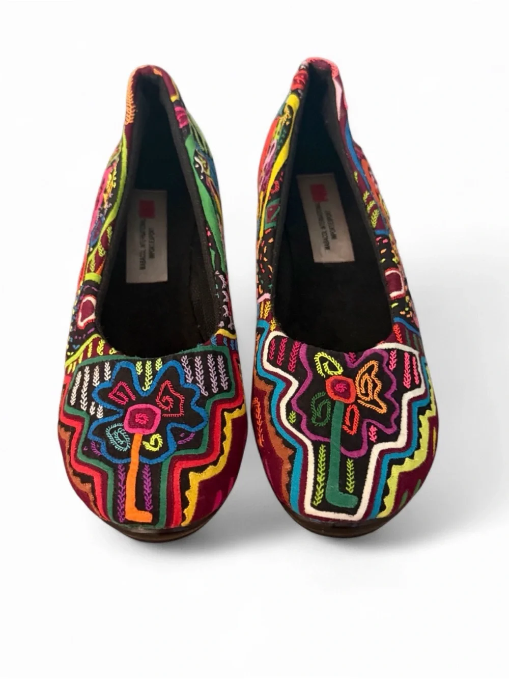 Mabacol International Embroidered Low Wedge Shoes Vibrant Boho Women’s 7.5 / 8